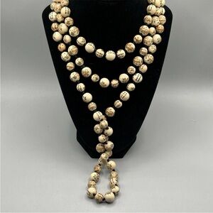 Vintage Chinese Ceramic Beads Knotted with Handpainted Characters & Designs by